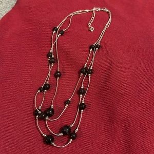 3 string deep purple silver necklace